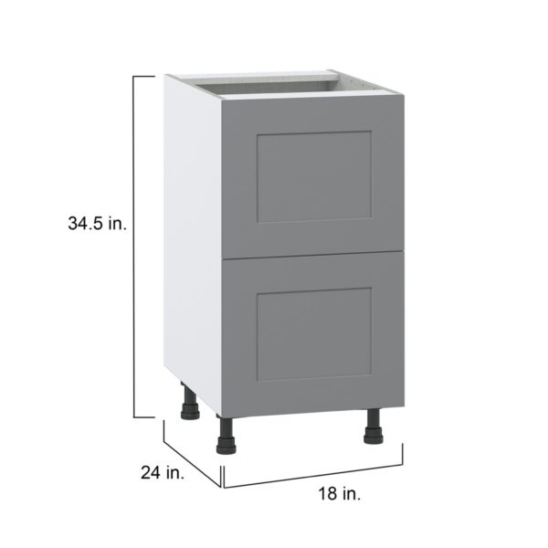 Willow Painted Slate Gray  Shaker Assembled Base Cabinet with 2 Drawers (18 in. W x 34.5 in. H x 24 in. D)