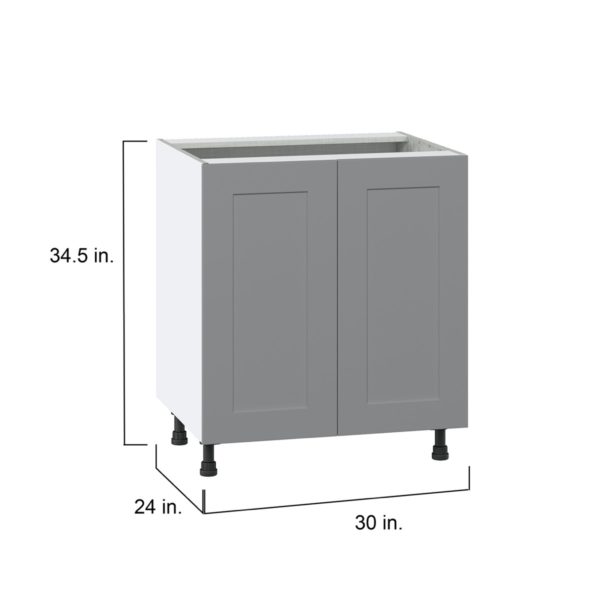 Willow Painted Slate Gray  Shaker Assembled Base Cabinet with 2 Full High Doors (30 in. W x 34.5 in. H x 24 in. D)