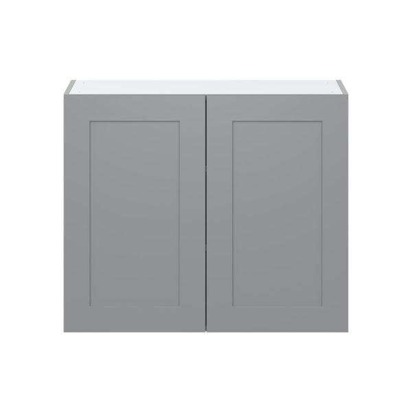 Willow Painted Slate Gray  Shaker Assembled Wall  Cabinet with 2 Full High Doors (36 in. W x 30 in. H x 14 in. D)