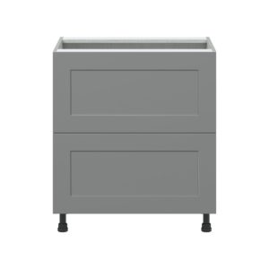 Willow Painted Slate Gray  Shaker Assembled Base Cabinet with 2 Drawers (30 in. W x 34.5 in. H x 24 in. D)