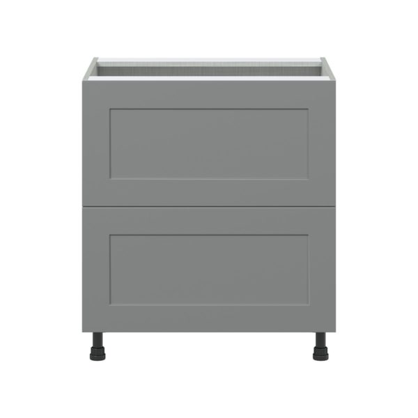 Willow Painted Slate Gray  Shaker Assembled Base Cabinet with 2 Drawers (30 in. W x 34.5 in. H x 24 in. D)