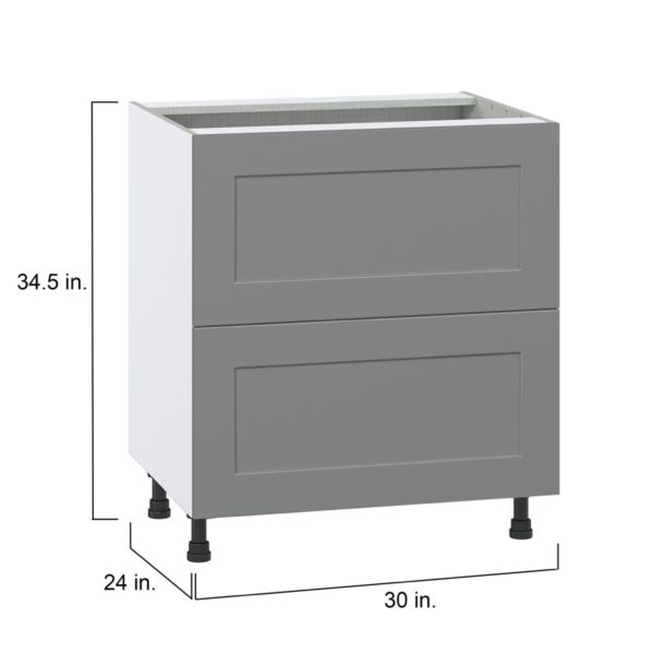 Willow Painted Slate Gray  Shaker Assembled Base Cabinet with 2 Drawers (30 in. W x 34.5 in. H x 24 in. D)