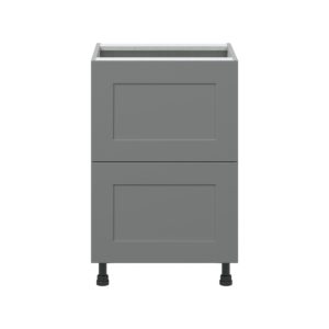 Willow Painted Slate Gray  Shaker Assembled Base Cabinet with 2 Drawers (24 in. W x 34.5 in. H x 24 in. D)