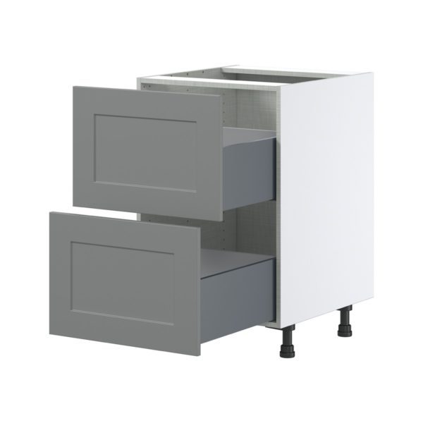 Willow Painted Slate Gray  Shaker Assembled Base Cabinet with 2 Drawers (24 in. W x 34.5 in. H x 24 in. D)