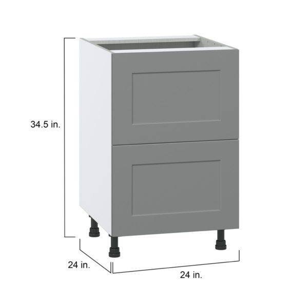 Willow Painted Slate Gray  Shaker Assembled Base Cabinet with 2 Drawers (24 in. W x 34.5 in. H x 24 in. D)