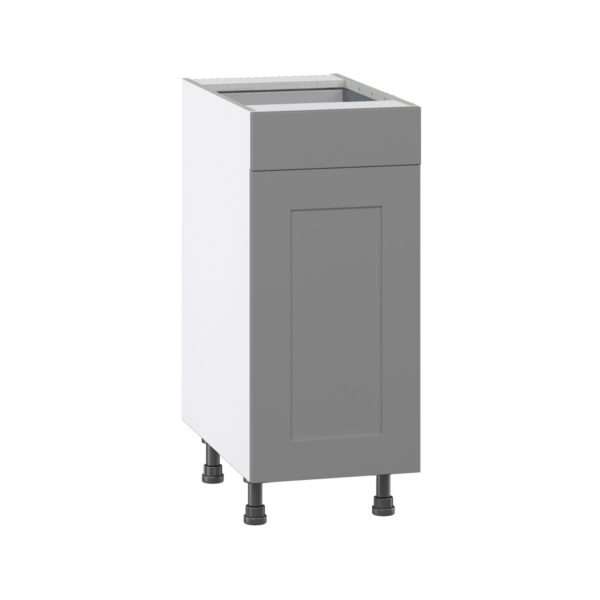 Willow Painted Slate Gray  Shaker Assembled Base Cabinet with 1 Door and 1 Drawer (15 in. W x 34.5 in. H x 24 in. D)