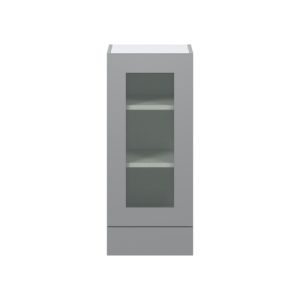 Willow Painted Slate Gray Assembled Wall  Cabinet with a Glass Door and a 5 in. Drawer (15 in. W x 35 in. H x 14 in. D)