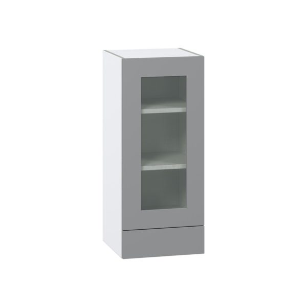 Willow Painted Slate Gray Assembled Wall  Cabinet with a Glass Door and a 5 in. Drawer (15 in. W x 35 in. H x 14 in. D)