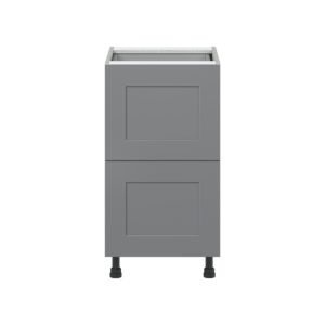 Willow Painted Slate Gray  Shaker Assembled Base Cabinet with 2 Drawers and 1 Inner Drawer (18 in. W x 34.5 in. H x 24 in. D)