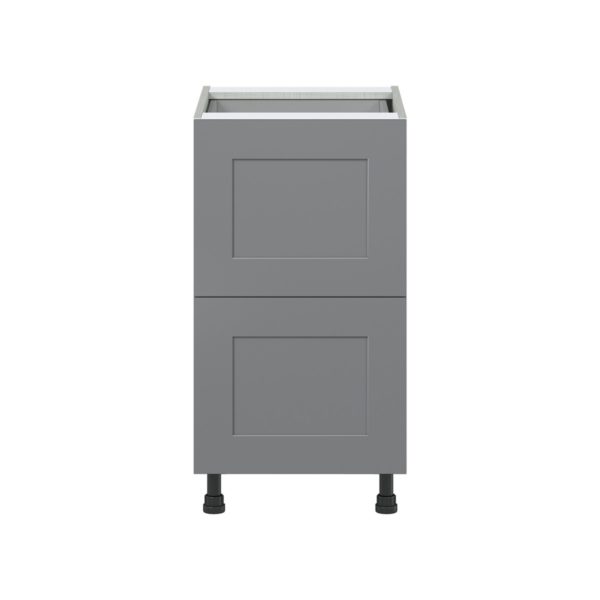 Willow Painted Slate Gray  Shaker Assembled Base Cabinet with 2 Drawers and 1 Inner Drawer (18 in. W x 34.5 in. H x 24 in. D)