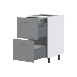 Willow Painted Slate Gray  Shaker Assembled Base Cabinet with 2 Drawers and 1 Inner Drawer (18 in. W x 34.5 in. H x 24 in. D)