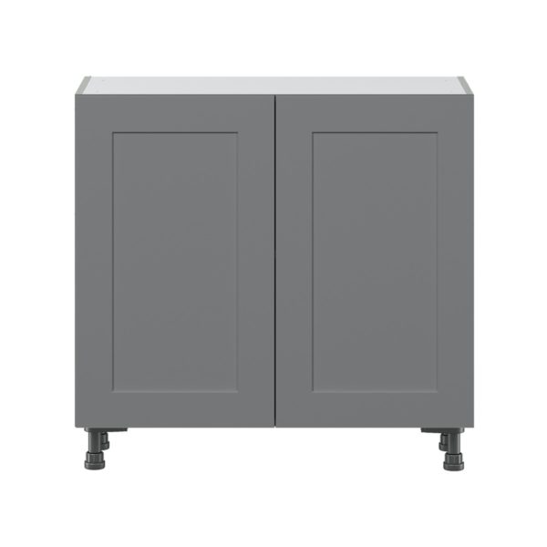 Willow Painted Slate Gray  Shaker Assembled Shallow Base Cabinet with 2 Full High Doors (36 in. W x 34.5 in. H x 14 in. D)