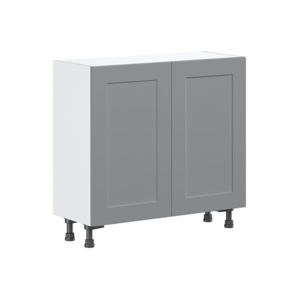 Willow Painted Slate Gray  Shaker Assembled Shallow Base Cabinet with 2 Full High Doors (36 in. W x 34.5 in. H x 14 in. D)