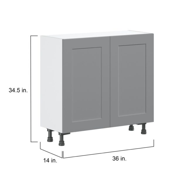 Willow Painted Slate Gray  Shaker Assembled Shallow Base Cabinet with 2 Full High Doors (36 in. W x 34.5 in. H x 14 in. D)