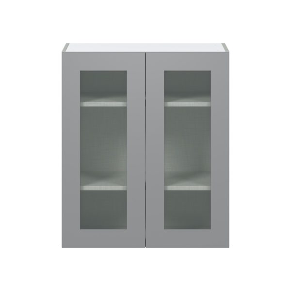 Willow Painted Slate Gray Assembled Wall  Cabinet with 2 Glass Doors (30 in. W x 35 in. H x 14 in. D)