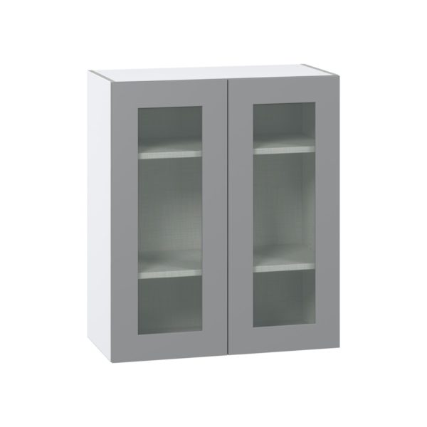 Willow Painted Slate Gray Assembled Wall  Cabinet with 2 Glass Doors (30 in. W x 35 in. H x 14 in. D)