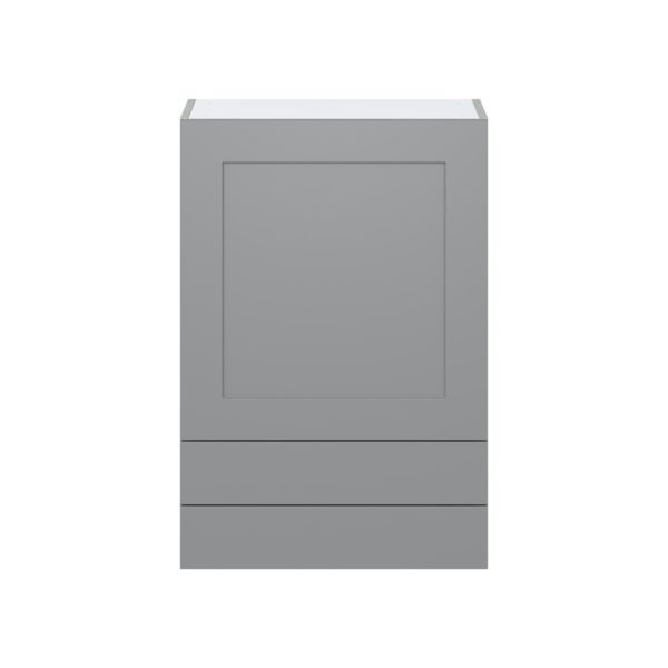 Willow Painted Slate Gray  Shaker Assembled Wall  Cabinet with a Door and Two 5 in. Drawers (24 in. W x 35 in. H x 14 in. D)