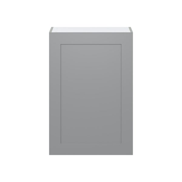 Willow Painted Slate Gray  Shaker Assembled Wall  Cabinet with Full High Door (24 in. W x 35 in. H x 14 in. D)