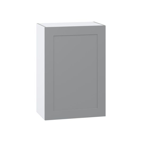 Willow Painted Slate Gray  Shaker Assembled Wall  Cabinet with Full High Door (24 in. W x 35 in. H x 14 in. D)