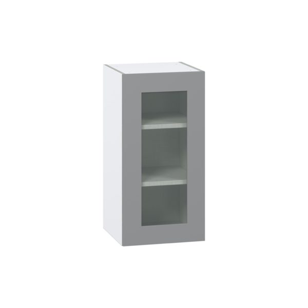 Willow Painted Slate Gray Assembled Wall  Cabinet with a Full High Glass Door (15 in. W x 30 in. H x 14 in. D)