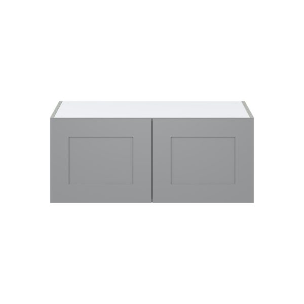 Willow Painted Slate Gray  Shaker Assembled Deep Wall Bridge  Cabinet (36 in. W X 15 in. H X 24 in. D)