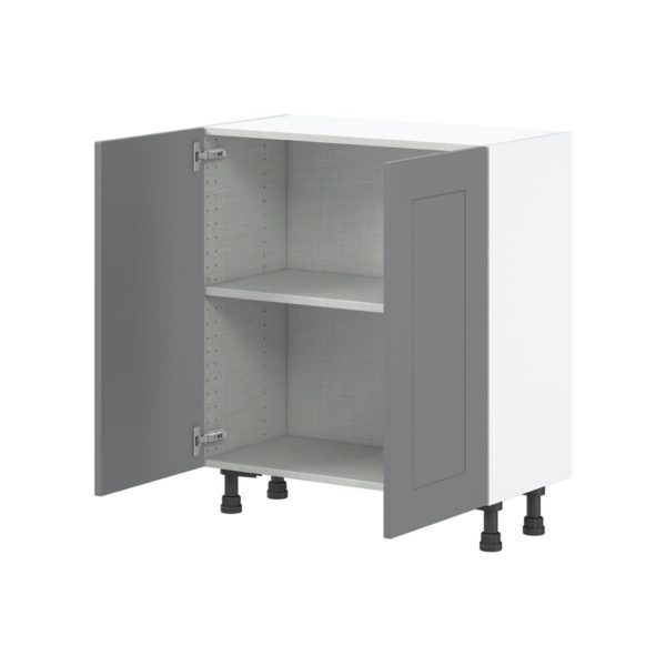 Willow Painted Slate Gray  Shaker Assembled Shallow Base Cabinet with 2 Full High Doors (30 in. W x 34.5 in. H x 14 in. D)