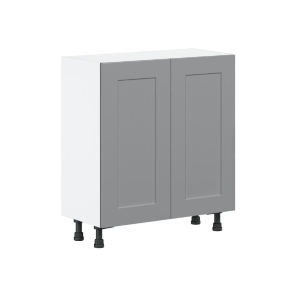 Willow Painted Slate Gray  Shaker Assembled Shallow Base Cabinet with 2 Full High Doors (30 in. W x 34.5 in. H x 14 in. D)