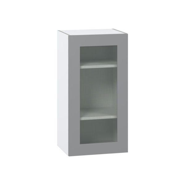 Willow Painted Slate Gray Assembled Wall  Cabinet with a Full High Glass Door (18 in. W x 35 in. H x 14 in. D)