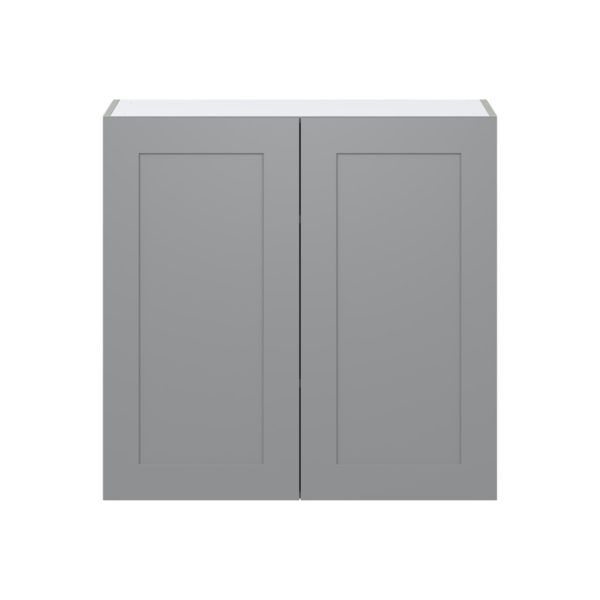 Willow Painted Slate Gray  Shaker Assembled Wall  Cabinet with 2 Full High Doors (36 in. W x 35 in. H x 14 in. D)