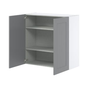 Willow Painted Slate Gray  Shaker Assembled Wall  Cabinet with 2 Full High Doors (36 in. W x 35 in. H x 14 in. D)