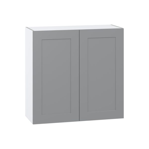 Willow Painted Slate Gray  Shaker Assembled Wall  Cabinet with 2 Full High Doors (36 in. W x 35 in. H x 14 in. D)