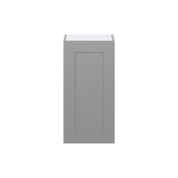 Willow Painted Slate Gray  Shaker Assembled Wall  Cabinet with Full High Door (15 in. W x 30 in. H x 14 in. D)