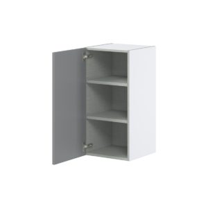 Willow Painted Slate Gray  Shaker Assembled Wall  Cabinet with Full High Door (15 in. W x 30 in. H x 14 in. D)