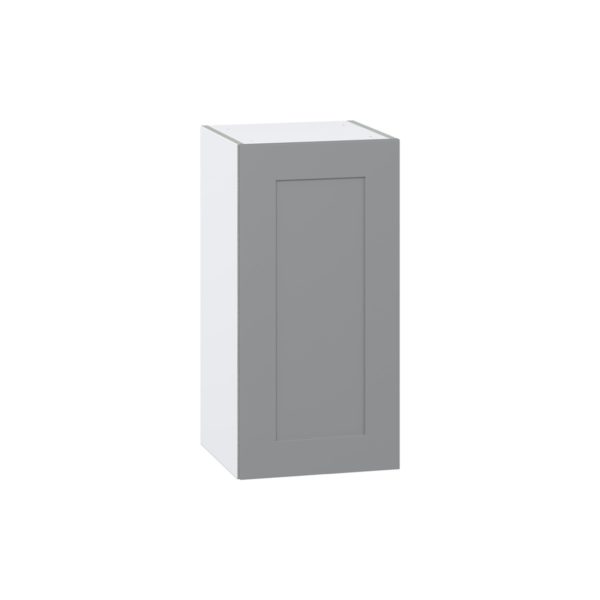 Willow Painted Slate Gray  Shaker Assembled Wall  Cabinet with Full High Door (15 in. W x 30 in. H x 14 in. D)