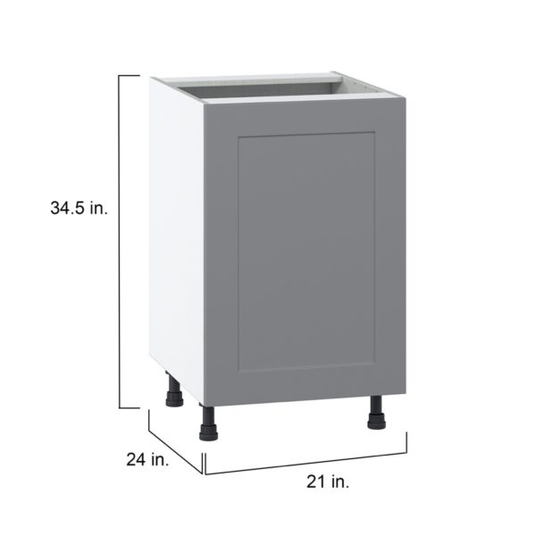 Willow Painted Slate Gray  Shaker Assembled Base Cabinet with a Full High Door (21 in. W x 34.5 in. H x 24 in. D)