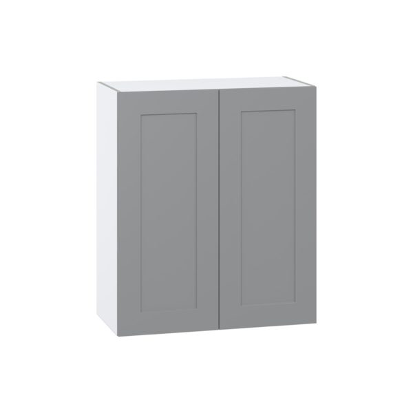 Willow Painted Slate Gray  Shaker Assembled Wall  Cabinet with 2 Full High Doors (30 in. W x 35 in. H x 14 in. D)