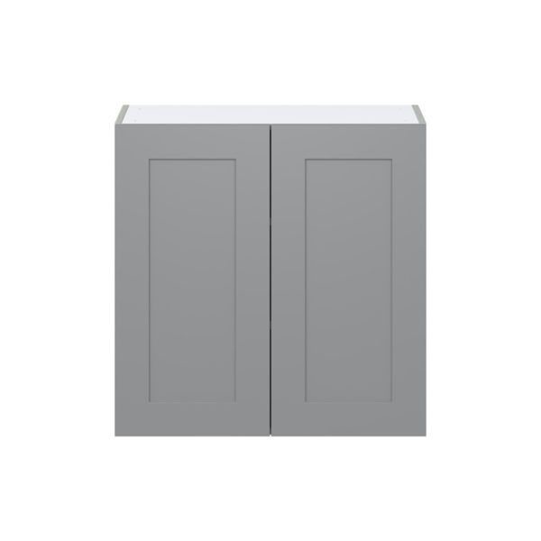 Willow Painted Slate Gray  Shaker Assembled Wall  Cabinet with 2 Full High Doors (30 in. W x 30 in. H x 14 in. D)