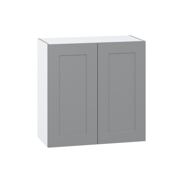 Willow Painted Slate Gray  Shaker Assembled Wall  Cabinet with 2 Full High Doors (30 in. W x 30 in. H x 14 in. D)