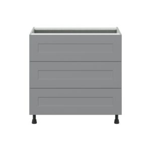 Willow Painted Slate Gray  Shaker Assembled Cooktop Base Cabinet with Three 10 in. Drawers (36 in. W x 34.5 in. H x 24 in. D)