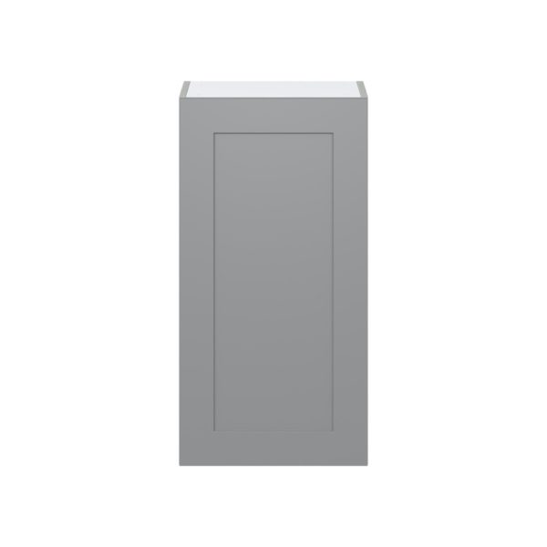 Willow Painted Slate Gray  Shaker Assembled Wall  Cabinet with Full High Door (18 in. W x 35 in. H x 14 in. D)