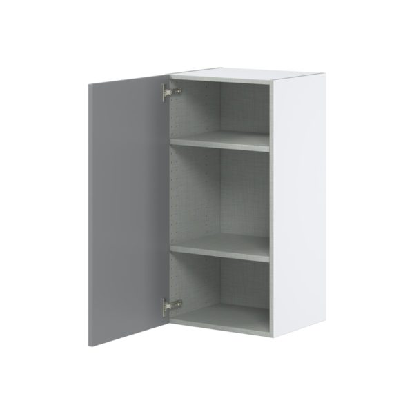 Willow Painted Slate Gray  Shaker Assembled Wall  Cabinet with Full High Door (18 in. W x 35 in. H x 14 in. D)