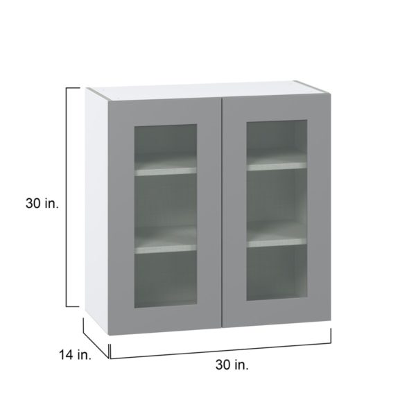 Willow Painted Slate Gray Assembled Wall  Cabinet with 2 Glass Doors (30 in. W x 30 in. H x 14 in. D)