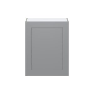 Willow Painted Slate Gray  Shaker Assembled Wall  Cabinet with Full High Door (24 in. W x 30 in. H x 14 in. D)