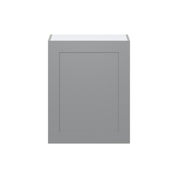 Willow Painted Slate Gray  Shaker Assembled Wall  Cabinet with Full High Door (24 in. W x 30 in. H x 14 in. D)