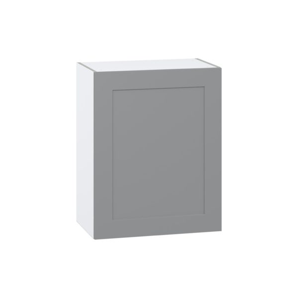 Willow Painted Slate Gray  Shaker Assembled Wall  Cabinet with Full High Door (24 in. W x 30 in. H x 14 in. D)