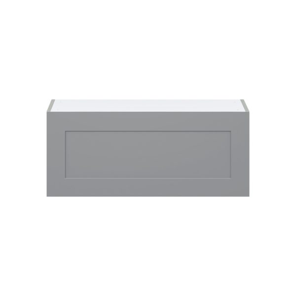 Willow Painted Slate Gray  Shaker Assembled Wall Bridge  Cabinet with Lift Up Door (36 in. W x 15 in. H x 14 in. D)