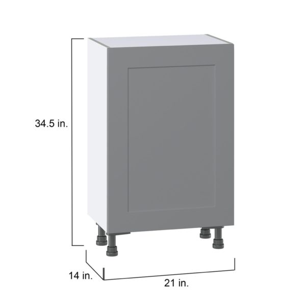 Willow Painted Slate Gray  Shaker Assembled Shallow Base Cabinet with a Full High Door (21 in. W x 34.5 in. H x 14 in. D)