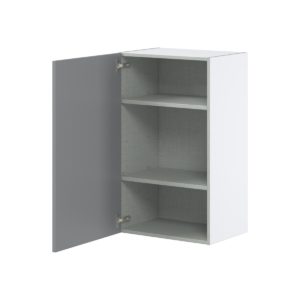 Willow Painted Slate Gray  Shaker Assembled Wall  Cabinet with Full High Door (21 in. W x 35 in. H x 14 in. D)