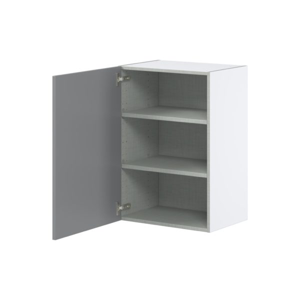 Willow Painted Slate Gray  Shaker Assembled Wall  Cabinet with Full High Door (21 in. W x 30 in. H x 14 in. D)