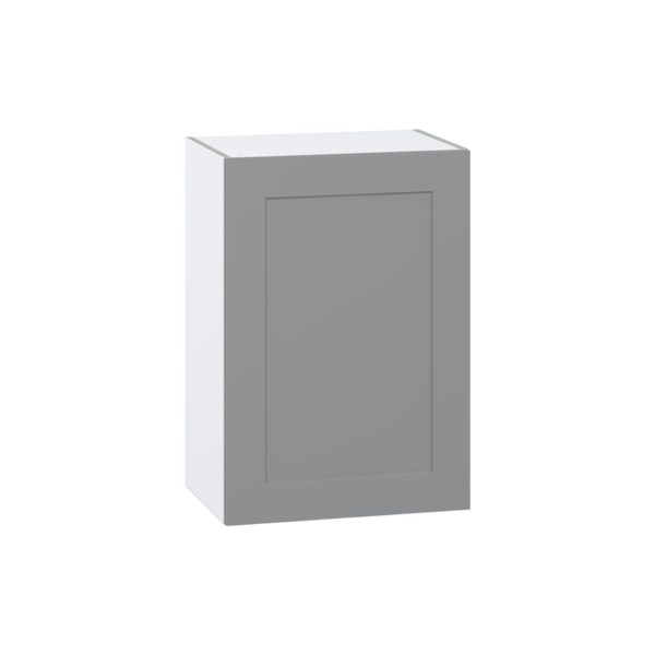 Willow Painted Slate Gray  Shaker Assembled Wall  Cabinet with Full High Door (21 in. W x 30 in. H x 14 in. D)